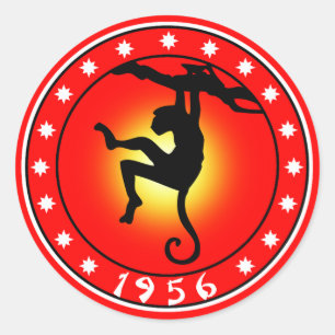 1956 Year of the Monkey Classic Round Sticker