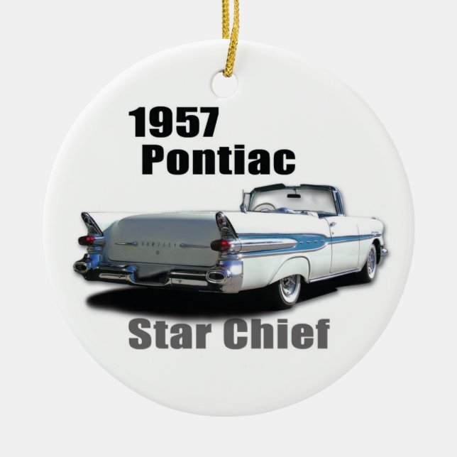 1957 & 1959 PONTIACS CERAMIC TREE DECORATION (Front)