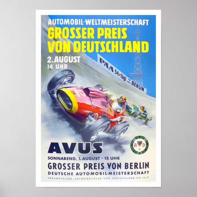 1957 Avus Grand Prix vintage racing Poster (Front)
