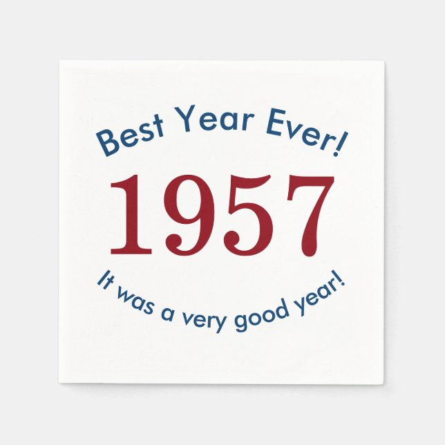 1957 ♥ Best Year Ever! 60th Birthday Paper Napkins (Front)