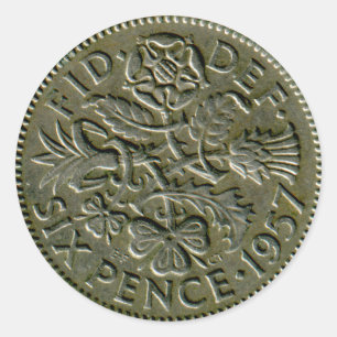 1957 British sixpence sticker