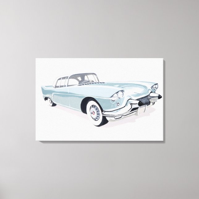 1957 Cadillac with silhouette of driver inside Canvas Print (Front)