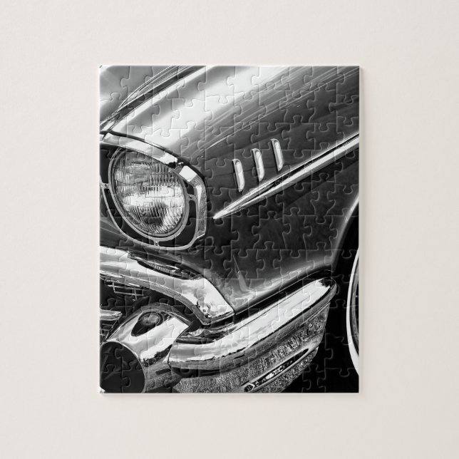 1957 Chevrolet Bel Air Black & White Jigsaw Puzzle (Vertical)