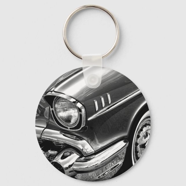 1957 Chevrolet Bel Air Black & White Key Ring (Front)