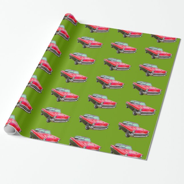 1957 Chevrolet Bel Air Classic Car Wrapping Paper (Unrolled)
