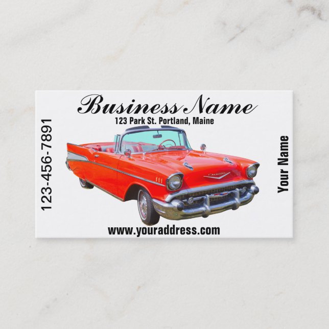 1957 Chevrolet Bel Air Convertible Antique Car Business Card (Front)