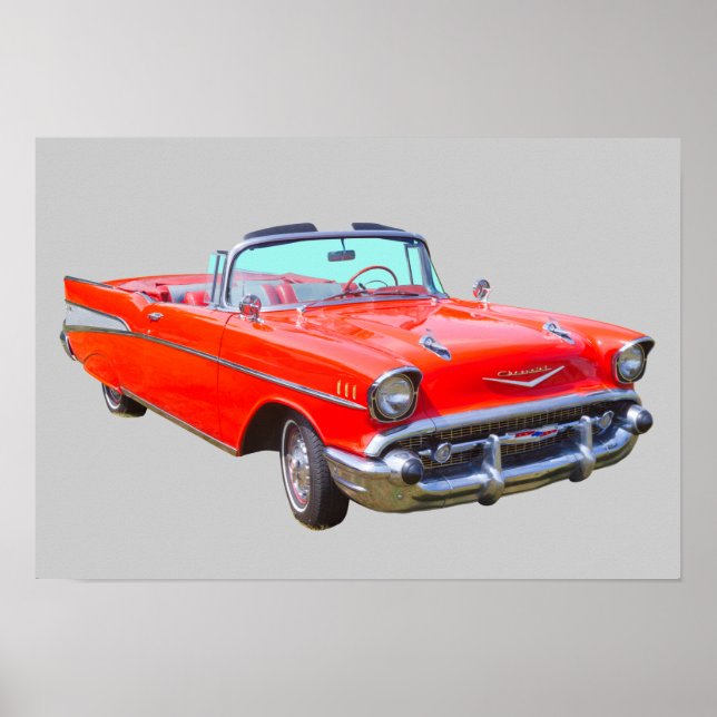 1957 Chevrolet Bel Air Convertible Antique Car Poster (Front)