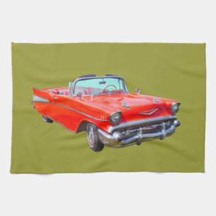 1957 Chevrolet Bel Air Convertible Antique Car Tea Towel