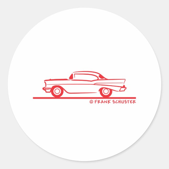 1957 Chevrolet Hardtop Coupe Classic Round Sticker (Front)