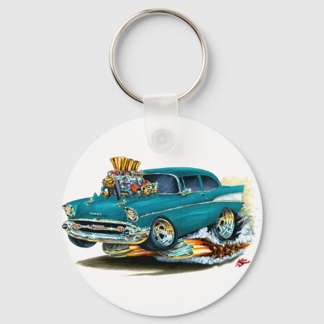 1957 Chevy 150-210 Teal Car Key Ring (Front)