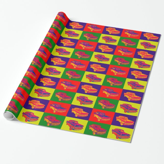 1957 Chevy Bel Air Car Pop Art Wrapping Paper (Unrolled)