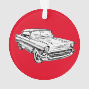 1957 Chevy Bel Air Classic Car Illustration Ornament