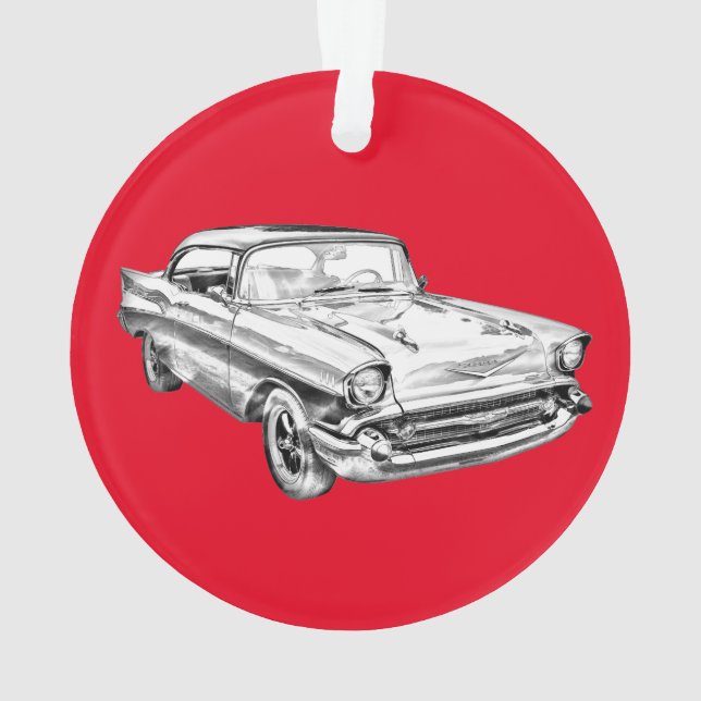 1957 Chevy Bel Air Classic Car Illustration Ornament (Back)