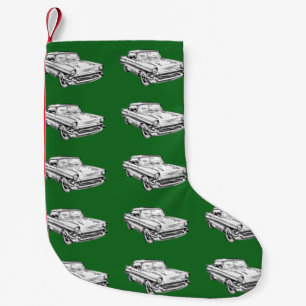 1957 Chevy Bel Air Classic Car Illustration Small Christmas Stocking