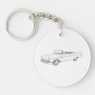 1957 Chevy Bel Air Convertible Drawing Acrylic Key Ring