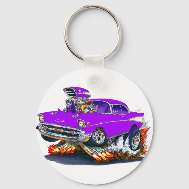 1957 Chevy Belair Purple Car Key Ring (Front)