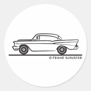 1957 Chevy Hardtop Coupe Classic Round Sticker