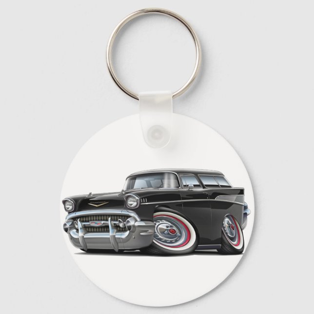 1957 Chevy Nomad Black Car Key Ring (Front)