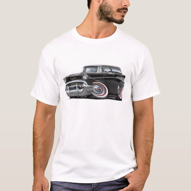 1957 Chevy Nomad Black Car T-Shirt (Front)