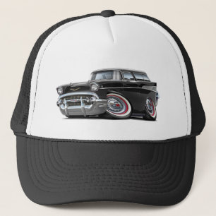 1957 Chevy Nomad Black Car Trucker Hat