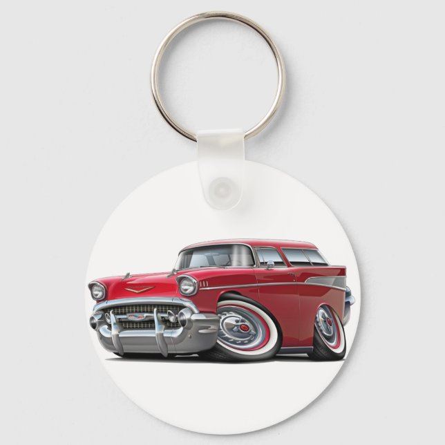 1957 Chevy Nomad Red Car Key Ring (Front)