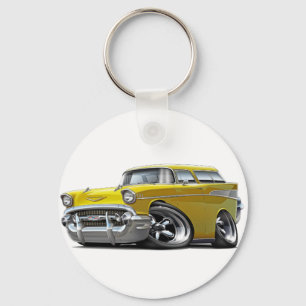 1957 Chevy Nomad Yellow Hot Rod Key Ring