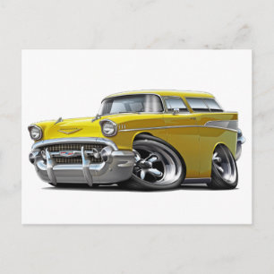 1957 Chevy Nomad Yellow Hot Rod Postcard
