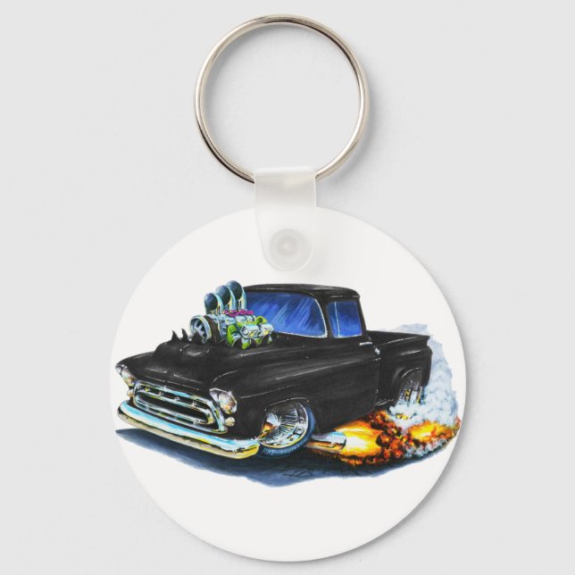 1957 Chevy Pickup Black Key Ring (Front)