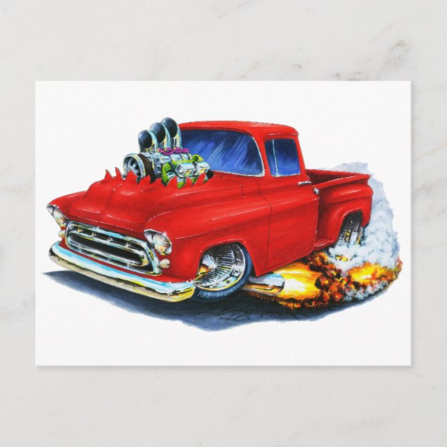 1957 Chevy Pickup Red Postcard (Front)