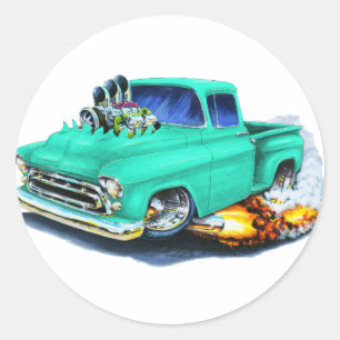 1957 Chevy Pickup Seafoam Green Classic Round Sticker