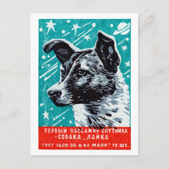 1957 Laika the Space Dog Postcard (Front)