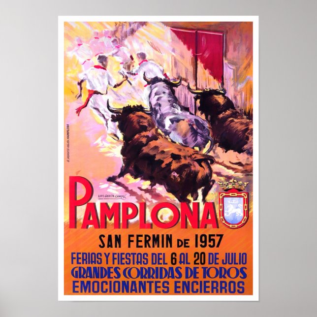 1957 Pamplona Spain vintage travel Poster (Front)