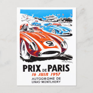1957 Paris Grand Prix vintage racing Postcard
