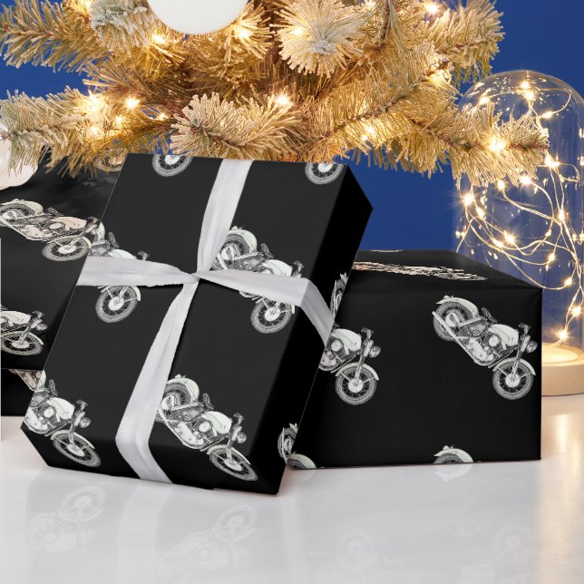 1957 Sportster Motorbike Black Wrapping Paper (Holidays)