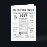 1957 The Year You Were Born Birthday Card<br><div class="desc">Step into the past with our captivating 1957 birthday card! Overflowing with pivotal moments and enthralling facts, it's tailor-made for your special day. This birthday card is packed with intriguing insights and snapshots of life during that era. From noteable events like the first colour TV broadcast, the birth of rock...</div>