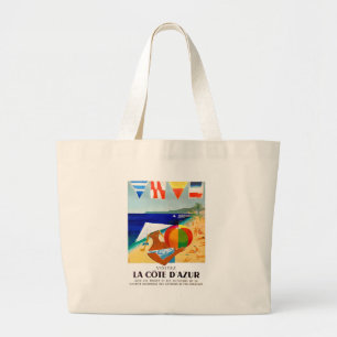 1957 Visitez La Cote D’Azur French Travel Poster Large Tote Bag