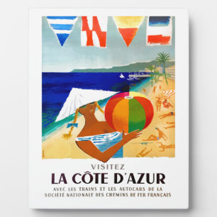 1957 Visitez La Cote D’Azur French Travel Poster Plaque