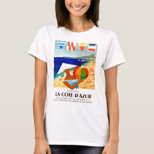 1957 Visitez La Cote D’Azur French Travel Poster T-Shirt