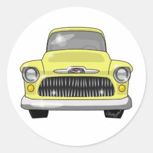 1957 Yellow Chevy Pickup Classic Round Sticker