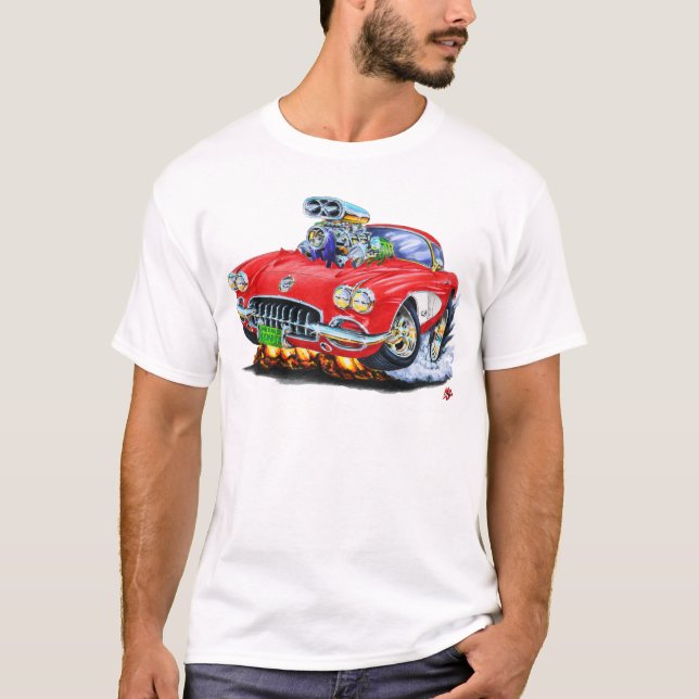 1958-60 Corvette Red Car T-Shirt (Front)
