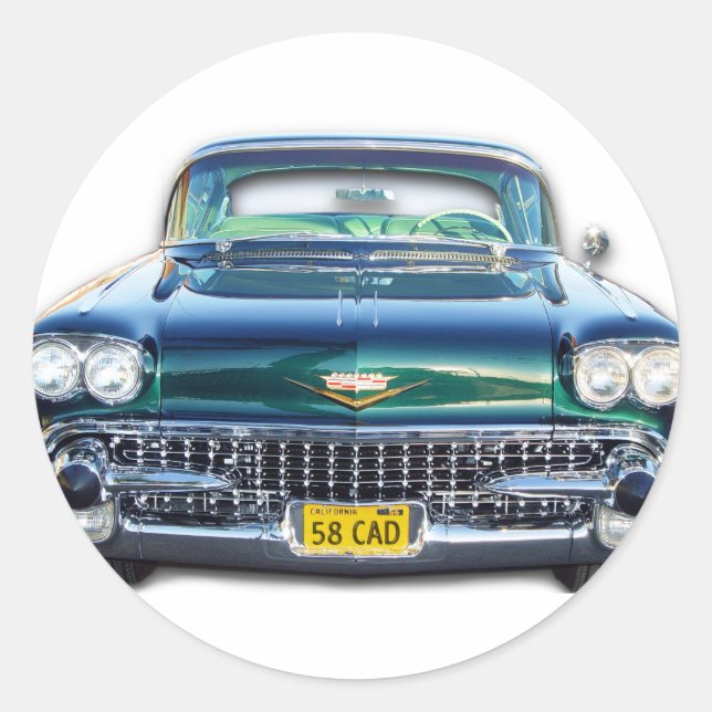1958 CADILLAC CLASSIC ROUND STICKER (Front)