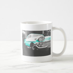 1958 chevy impala bright blue classic car coffee mug