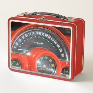 1958 Classic Sports Car Speedometer Metal Lunch Box