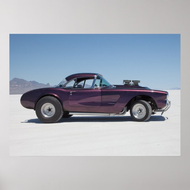 1958 corvette race car on the salt flats poster (Front)