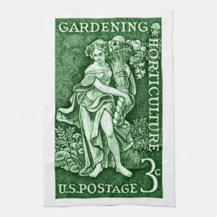 1958 Gardening + Horticulture Stamp Tea Towel