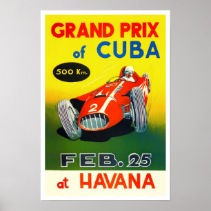 1958 Havana Cuba Grand Prix vintage racing Poster