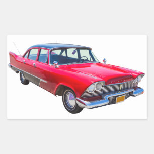 1958 Plymouth Savoy Classic Antique Car Rectangular Sticker