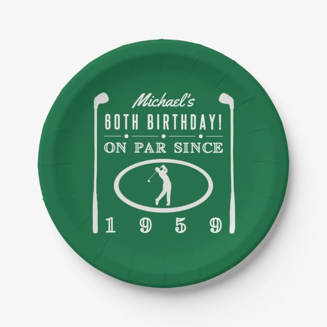 1959 60th Birthday For Golfers Paper Plate (Front)