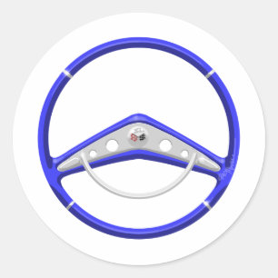 1959 Blue Chevrolet Steering Wheel Classic Round Sticker