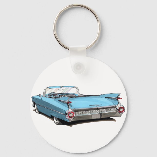 1959 Cadillac Lt Blue Car Key Ring (Front)